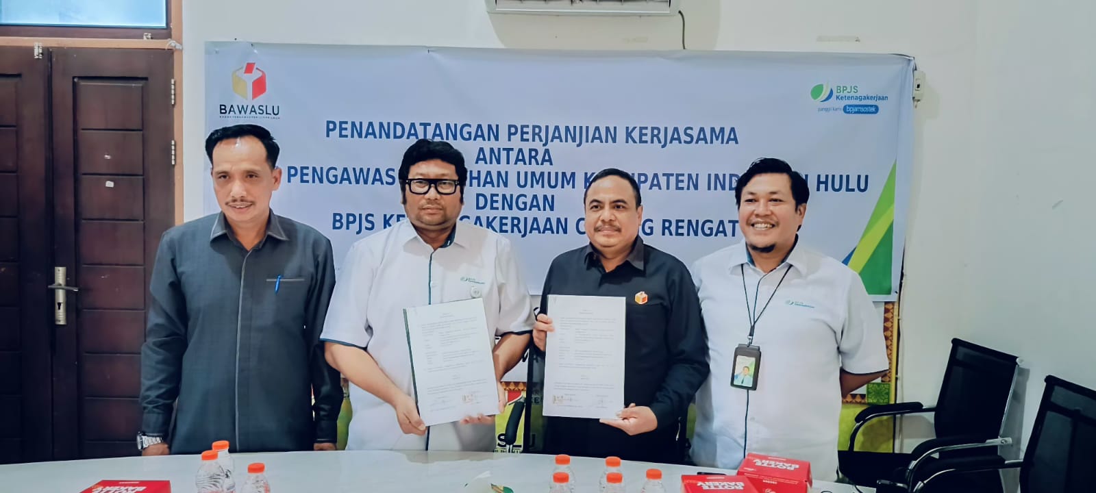 Penandatanganan Perjanjian Kerjasama antara Bawaslu INHU Dengan BPJS Ketenagakerjaan