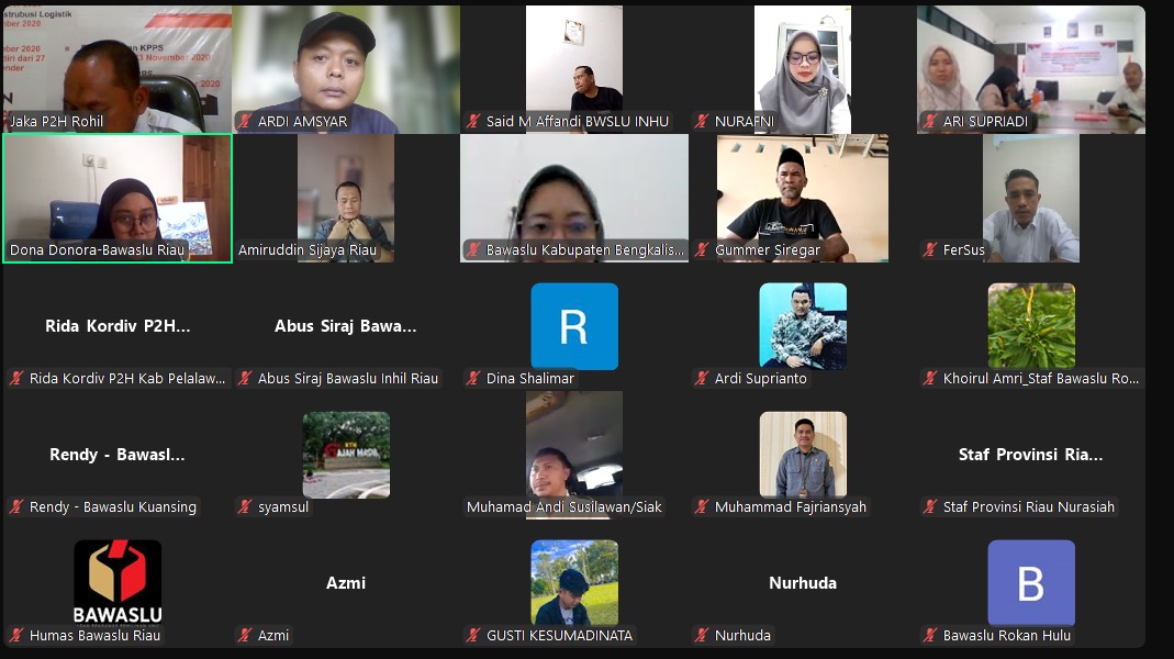 Zoom Meting Bawaslu Riau Dengan Bawaslu Kabupaten/Kota