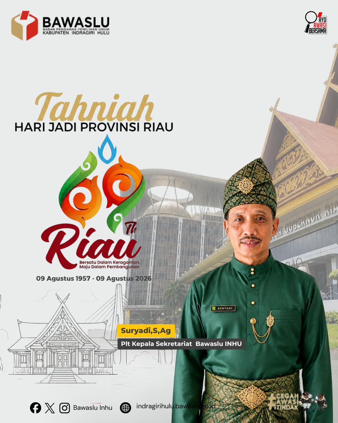 Plt Kepala Sekretariat Bawaslu INHU Suryadi,S,Ag